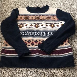 J.crew embellished navy fair isle sweater XS